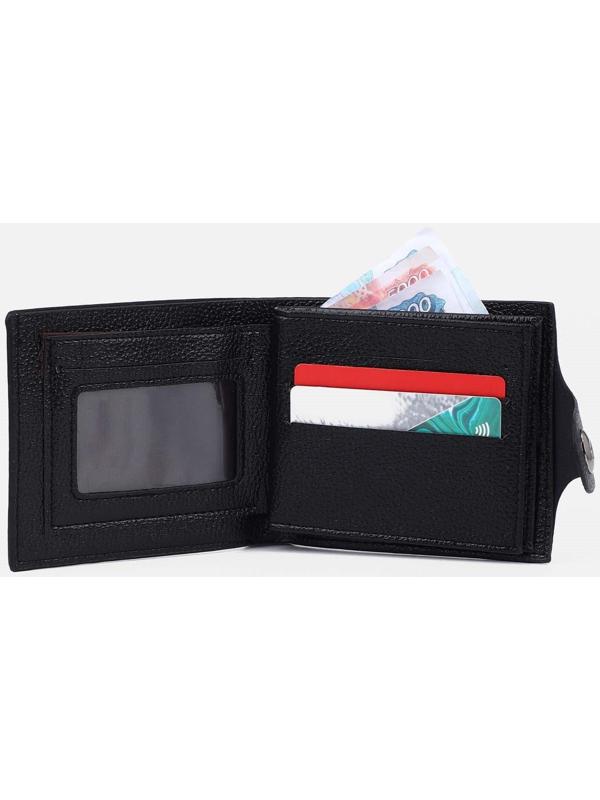 Портмоне на магните, отдел для монет, для карт, цвет  чёрный