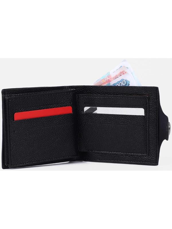 Портмоне на магните, отдел для монет, для карт, цвет чёрный