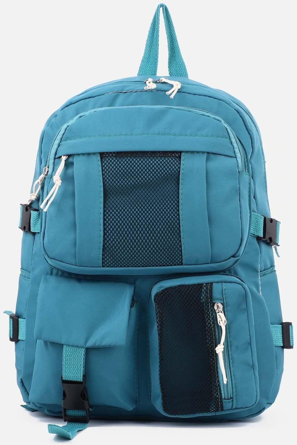 Рюкзак школьный на молнии, 5 наружных карманов, цвет синий