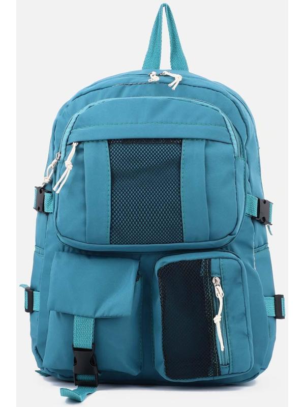 Рюкзак школьный на молнии, 5 наружных карманов, цвет синий