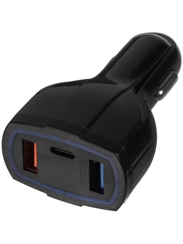 Зарядное устройство Cartage, 12-24 В, 2 USB, Type-C 3.5 А, черный