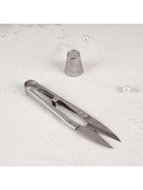 Ножницы для обрезки ниток, стальные, 13 × 3,5 см, цвет серебряный