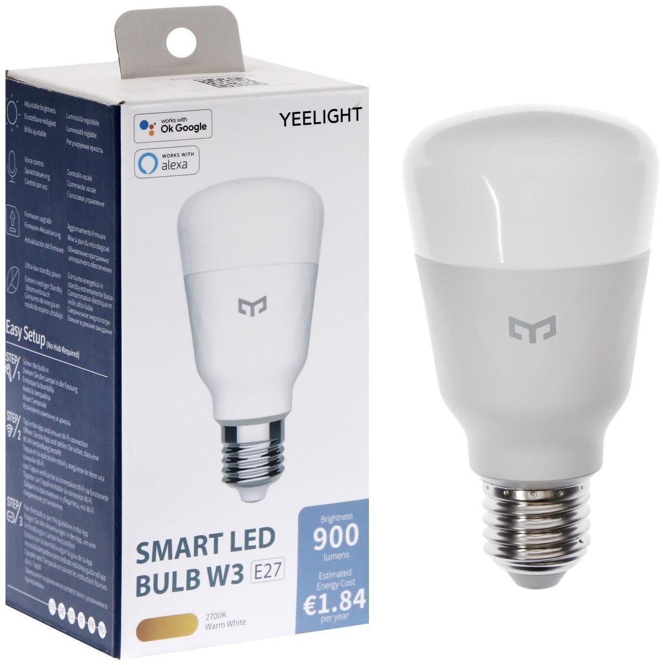 Умная светодиодная лампа Yeelight Smart LED Bulb W3 YLDP007, E27, Wi-Fi, 8 Вт, 900 лм, белая
