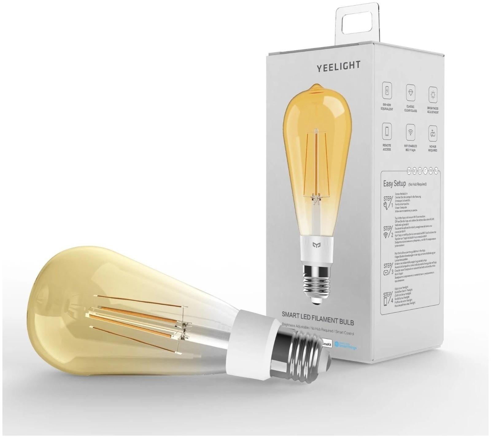 Светодиодная лампочка Yeelight Smart LED Filament Bulb ST64 (YLDP23YL), E27, 6 Вт, 500 лм