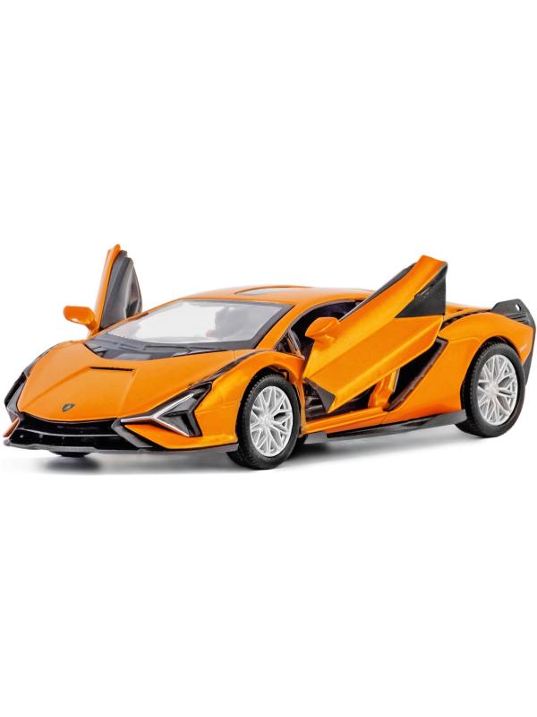 Металлическая машинка Kinsmart 1:40 «Lamborghini Sian FKP 37» KT5431D, инерционная / Оранжевый