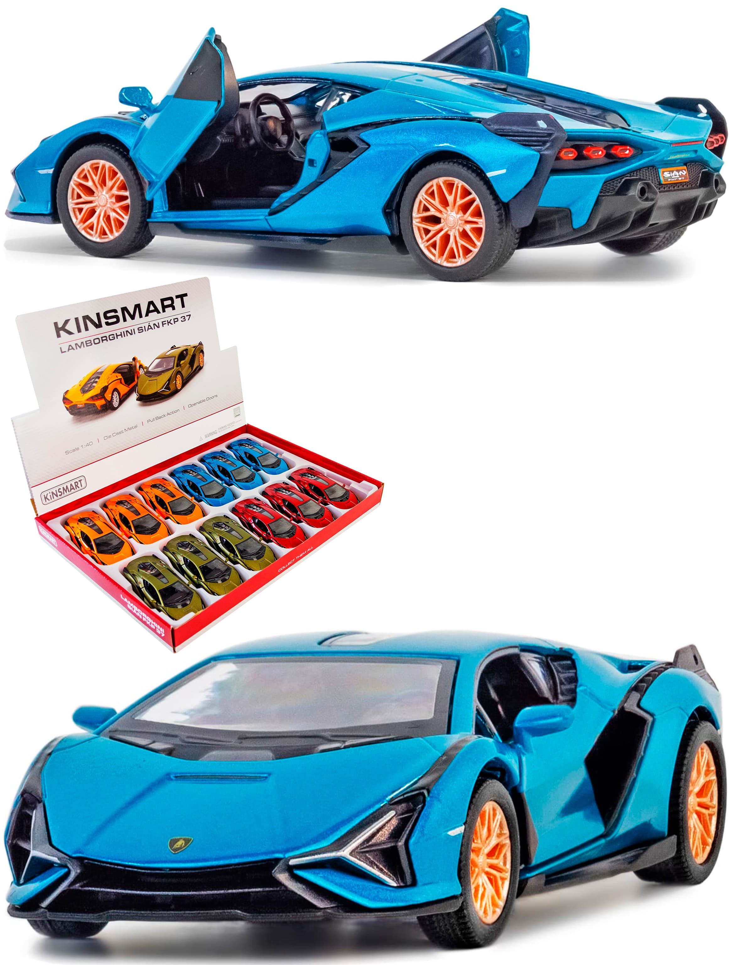 Металлическая машинка Kinsmart 1:40 «Lamborghini Sian FKP 37» KT5431D, инерционная / Голубой