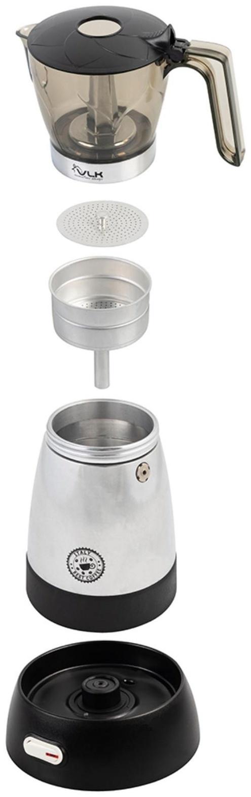 Кофеварка VLK Venice 6002, гейзерная, 480 Вт, 0.3 л, чёрно-серая