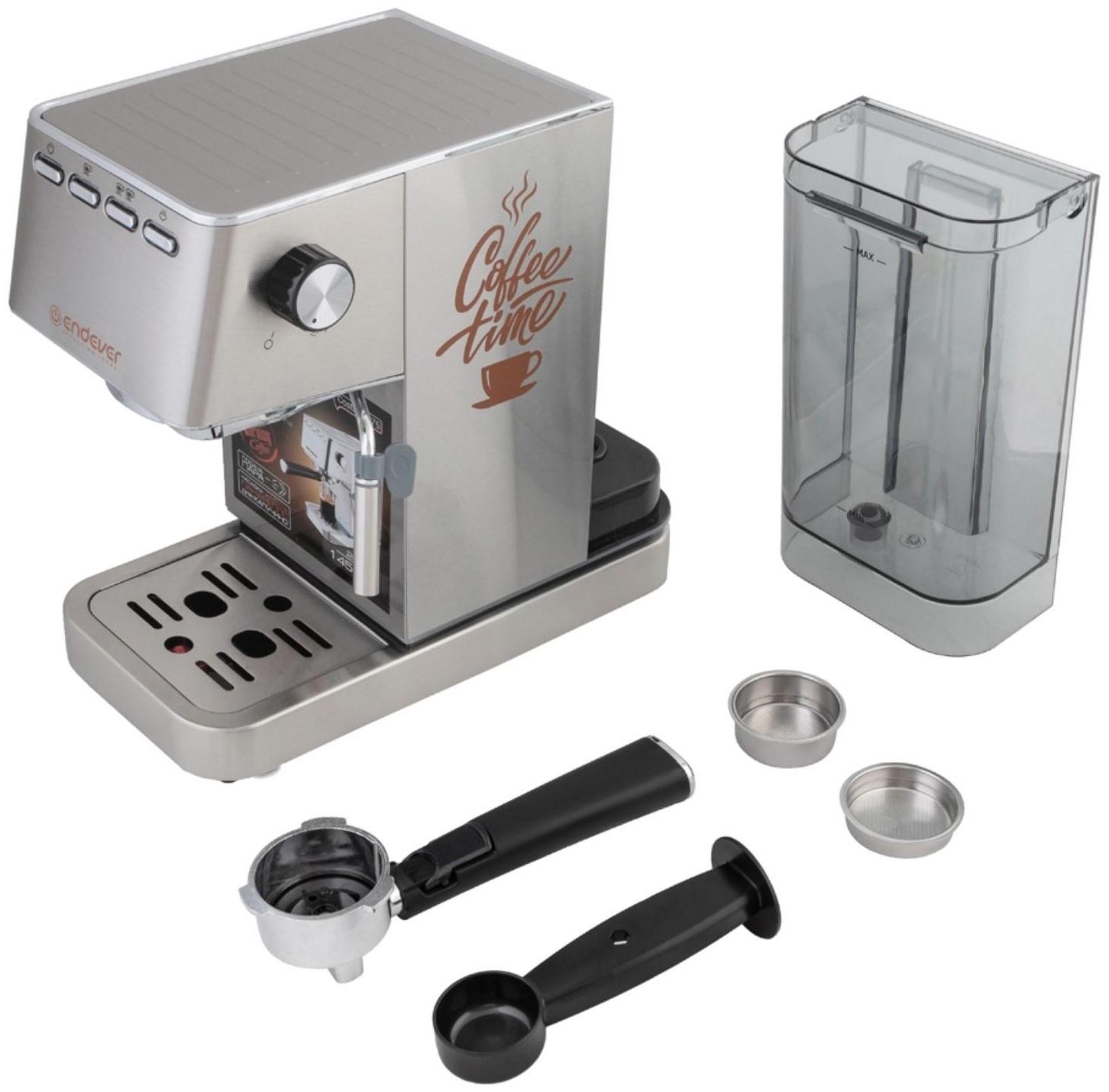 Кофеварка Endever Costa-1075, рожковая, 1450 Вт, 1.4 л, серая