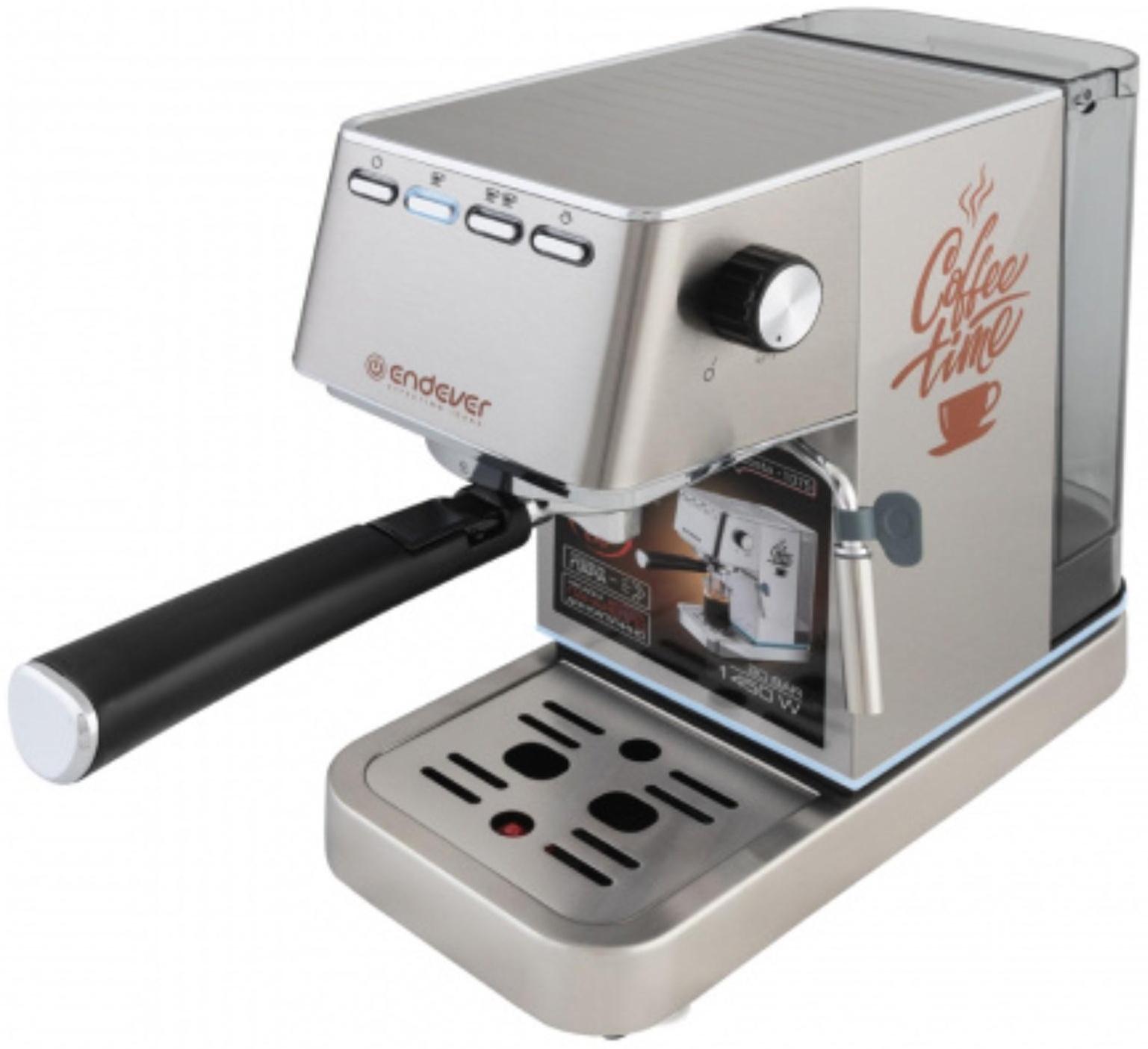 Кофеварка Endever Costa-1075, рожковая, 1450 Вт, 1.4 л, серая