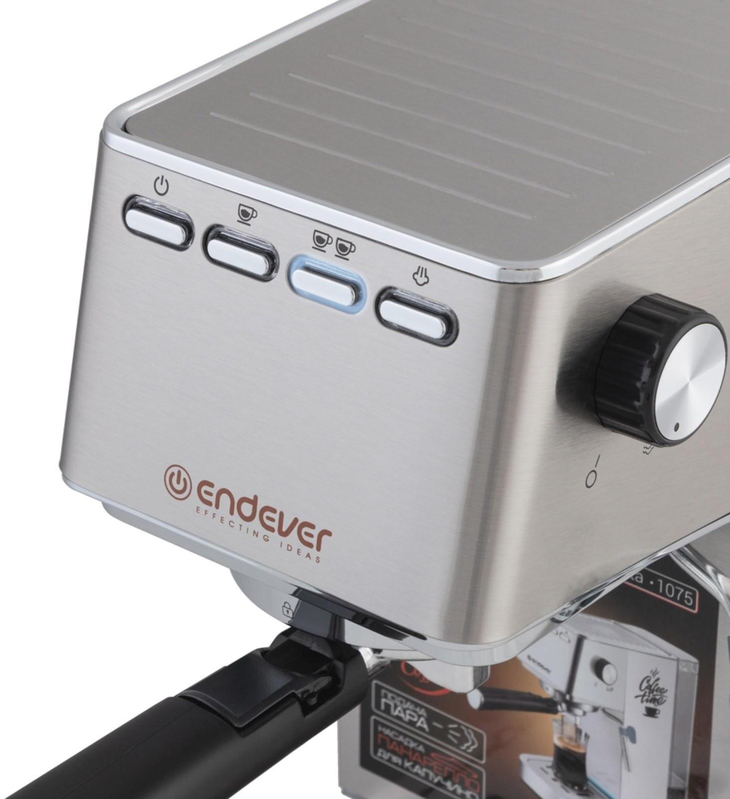 Кофеварка Endever Costa-1075, рожковая, 1450 Вт, 1.4 л, серая