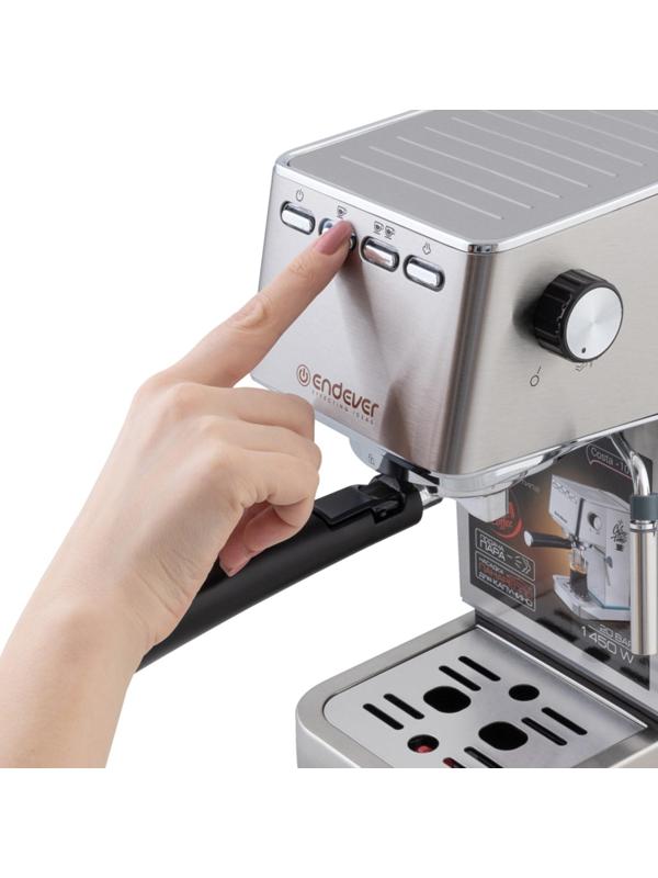 Кофеварка Endever Costa-1075, рожковая, 1450 Вт, 1.4 л, серая
