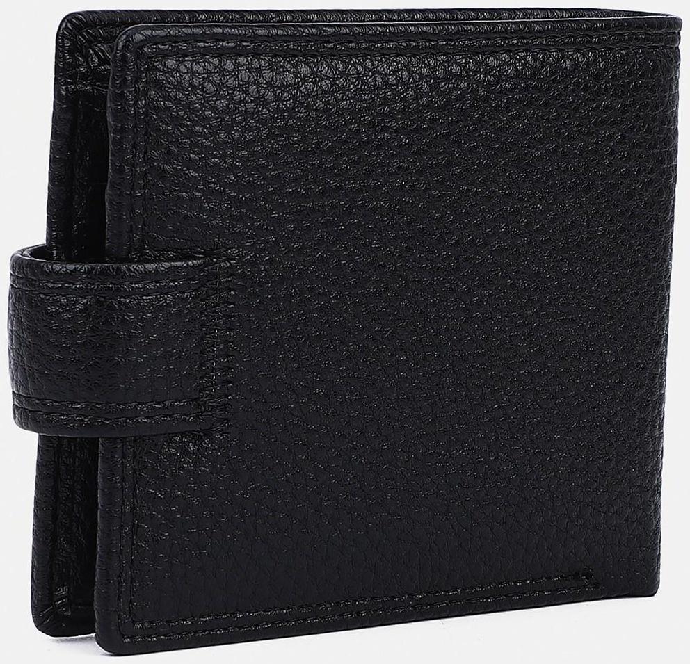 Портмоне на кнопке, отдел для купюр, для карт, для монет, зажим для купюр, цвет чёрный