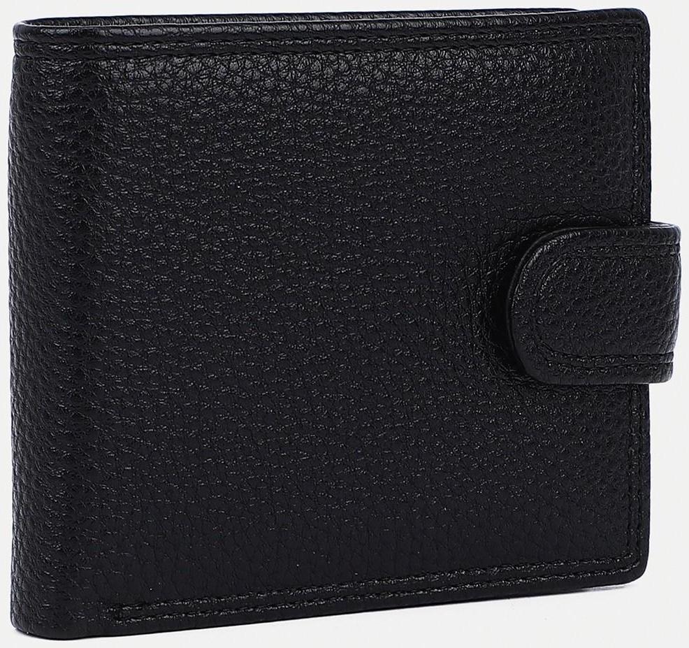 Портмоне на кнопке, отдел для купюр, для карт, для монет, зажим для купюр, цвет чёрный