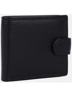 Портмоне на кнопке, отдел для купюр, для карт, для монет, зажим для купюр, цвет чёрный