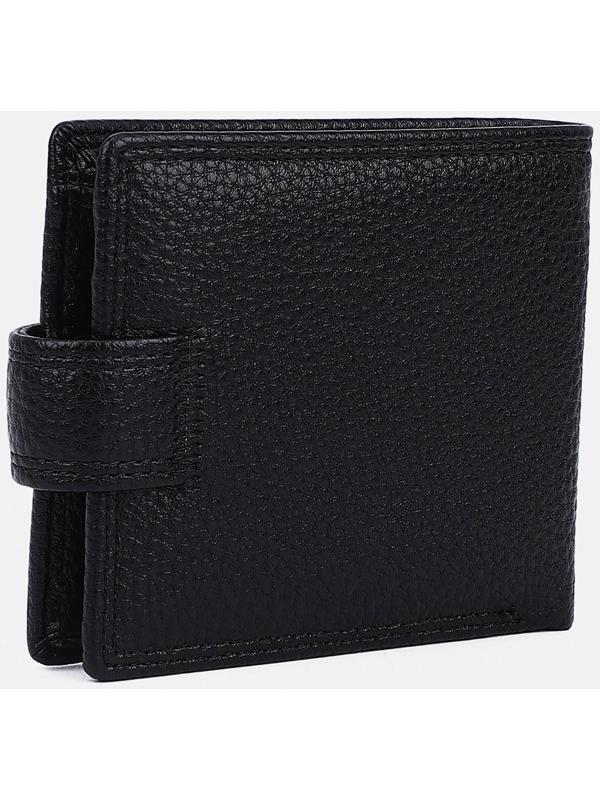 Портмоне на кнопке, отдел для купюр, для карт, для монет, зажим для купюр, цвет чёрный