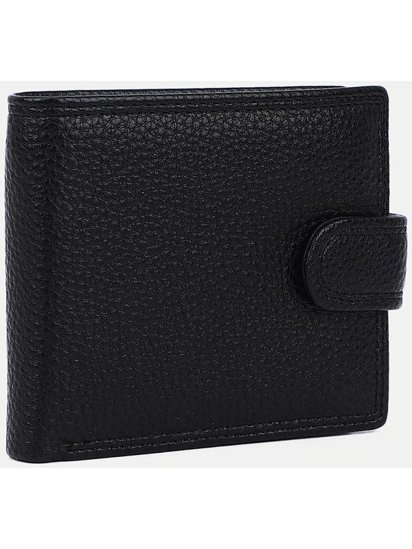 Портмоне на кнопке, отдел для купюр, для карт, для монет, зажим для купюр, цвет чёрный