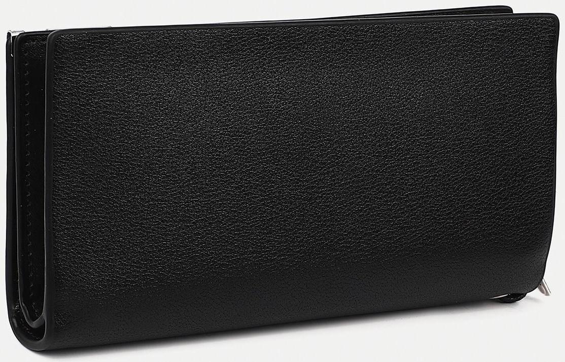 Портмоне на молнии, отдел на магните, с ручкой, цвет чёрный