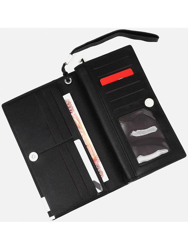 Портмоне на молнии, отдел на магните, с ручкой, цвет чёрный