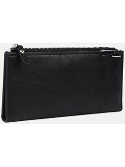 Портмоне на магните, наружный карман, цвет чёрный