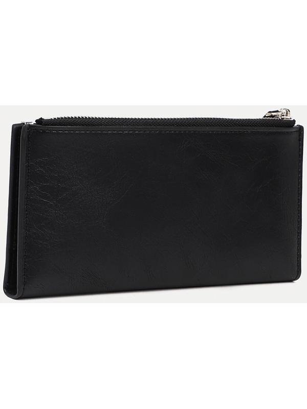 Портмоне на магните, наружный карман, цвет чёрный