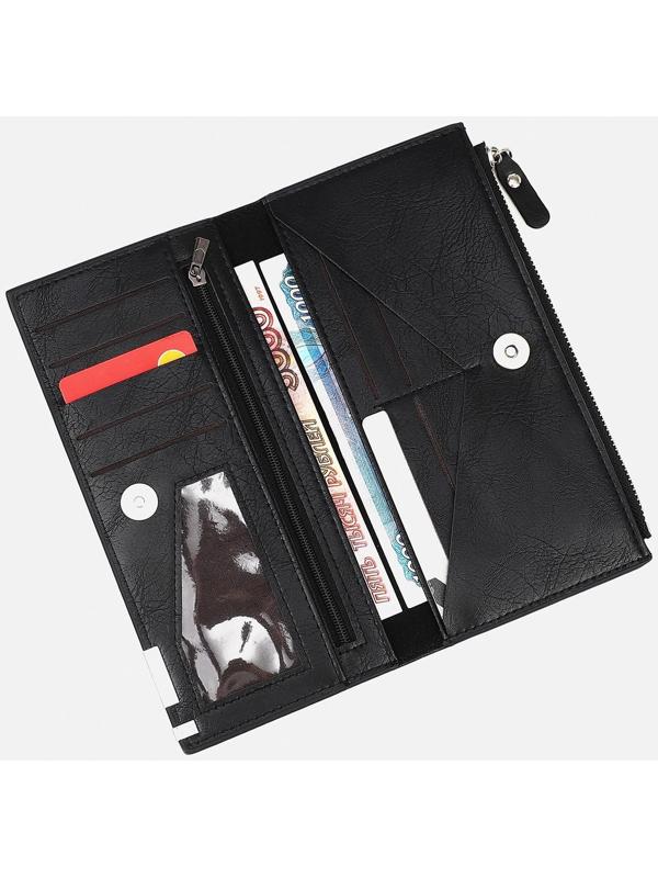 Портмоне на магните, наружный карман, цвет чёрный