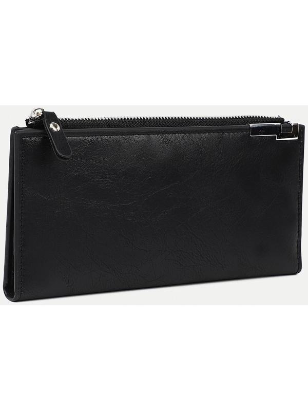 Портмоне на магните, наружный карман, цвет чёрный