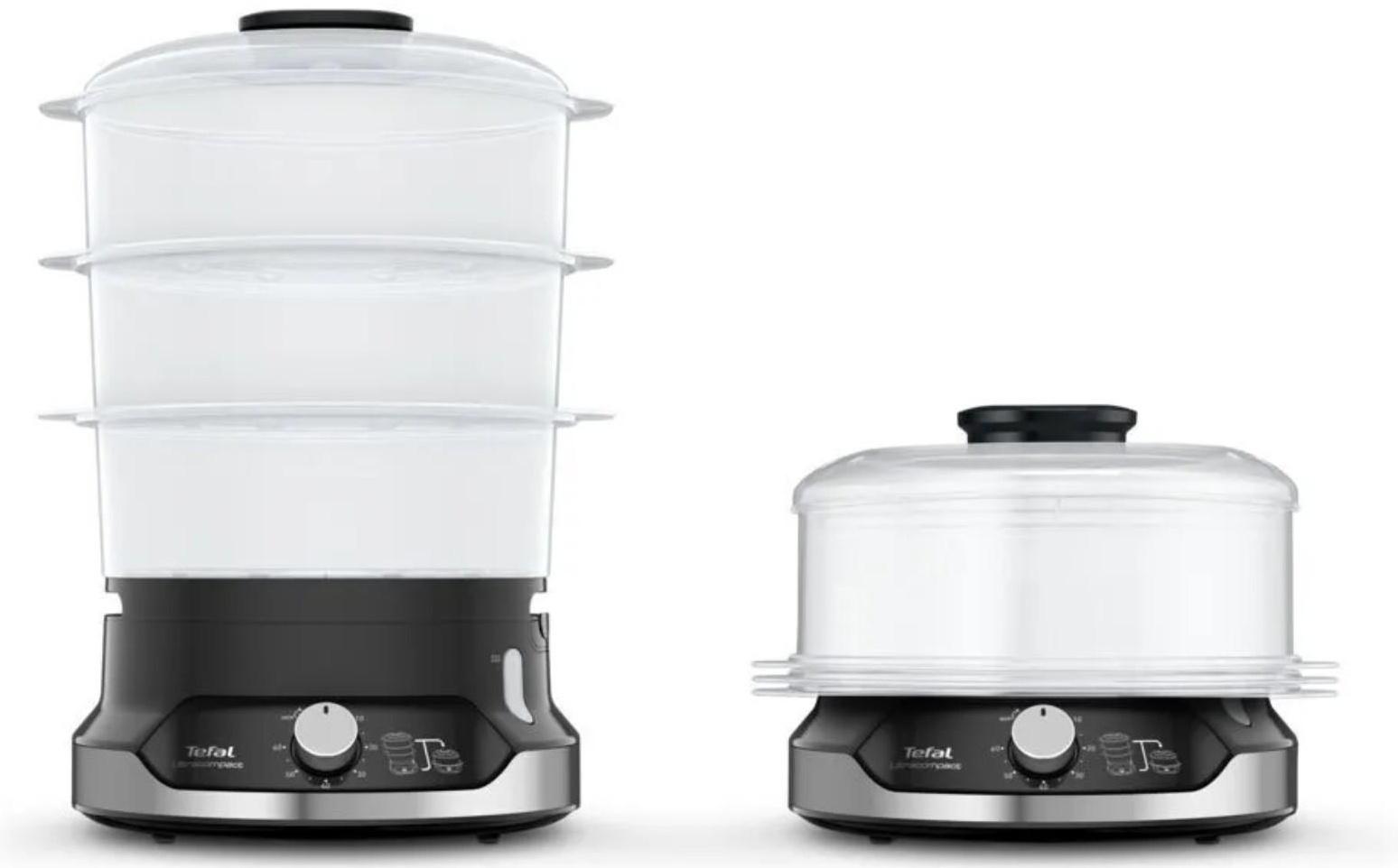 Пароварка Tefal VC204810, электрическая, 800 Вт, 3 яруса, чёрная