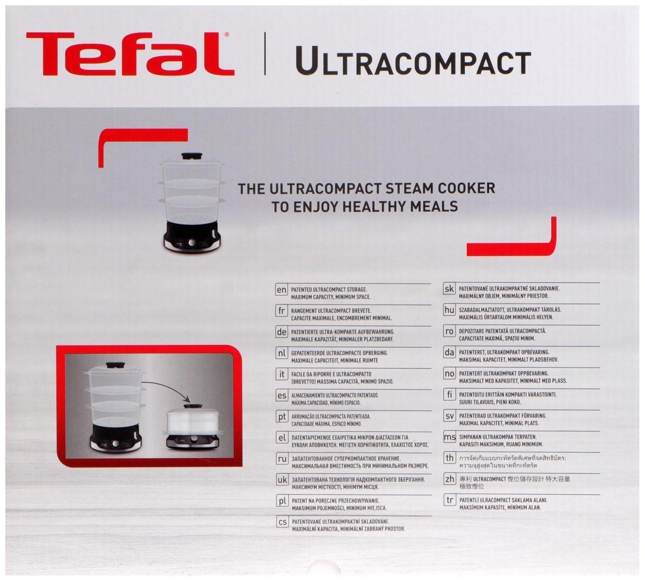Пароварка Tefal VC204810, электрическая, 800 Вт, 3 яруса, чёрная