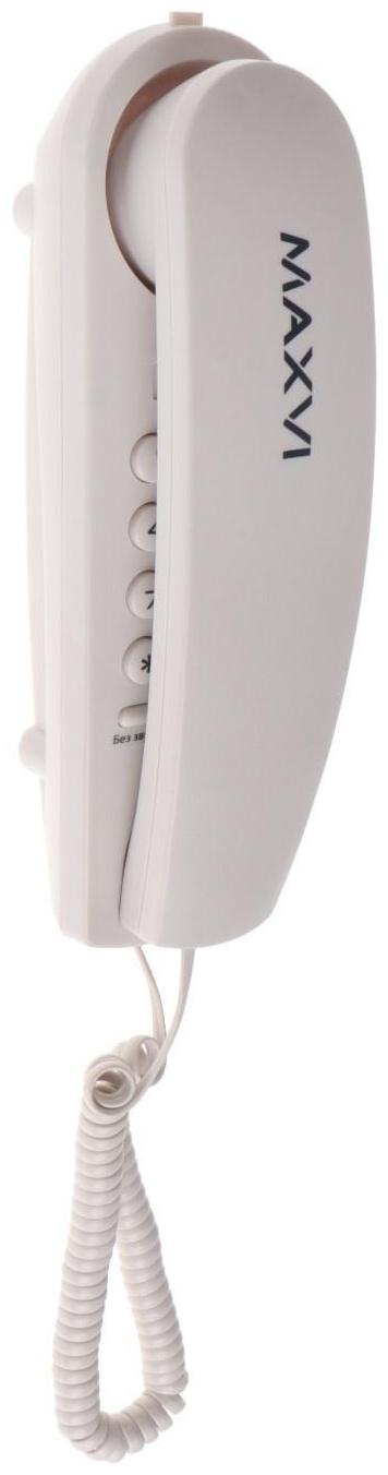 Проводной телефон Maxvi CS-01, повтор номера, отключение микрофона, тональный набор белый