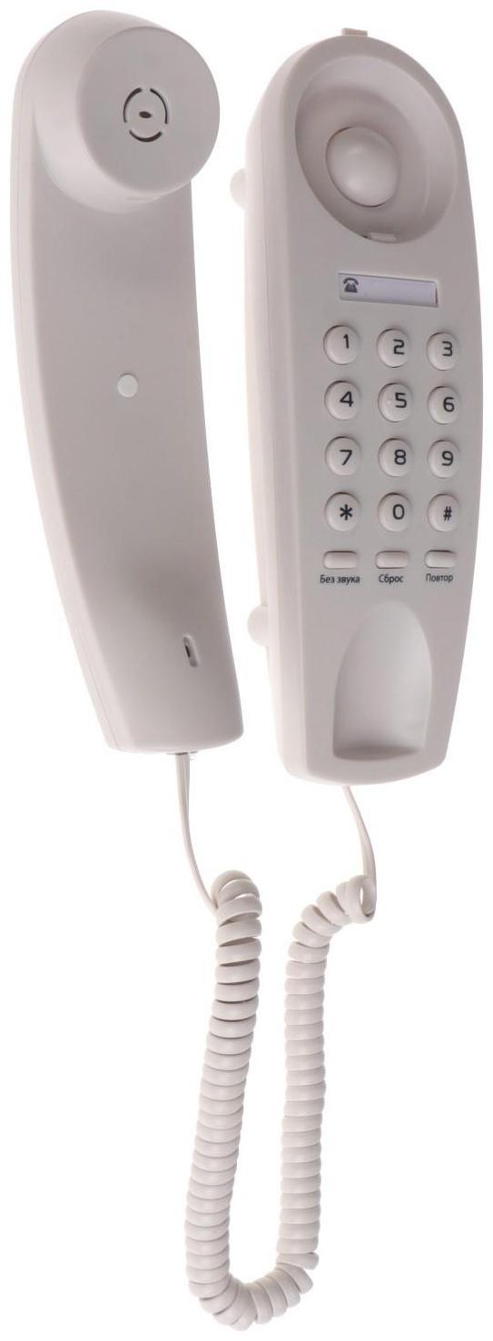 Проводной телефон Maxvi CS-01, повтор номера, отключение микрофона, тональный набор белый