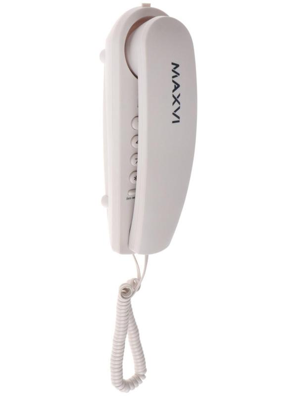 Проводной телефон Maxvi CS-01, повтор номера, отключение микрофона, тональный набор белый