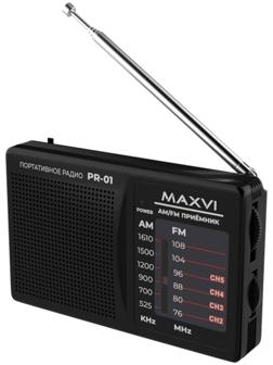 Радиоприемник Maxvi PR-01, FM 76-108 МГц, AM 525-1600 КГц, черный