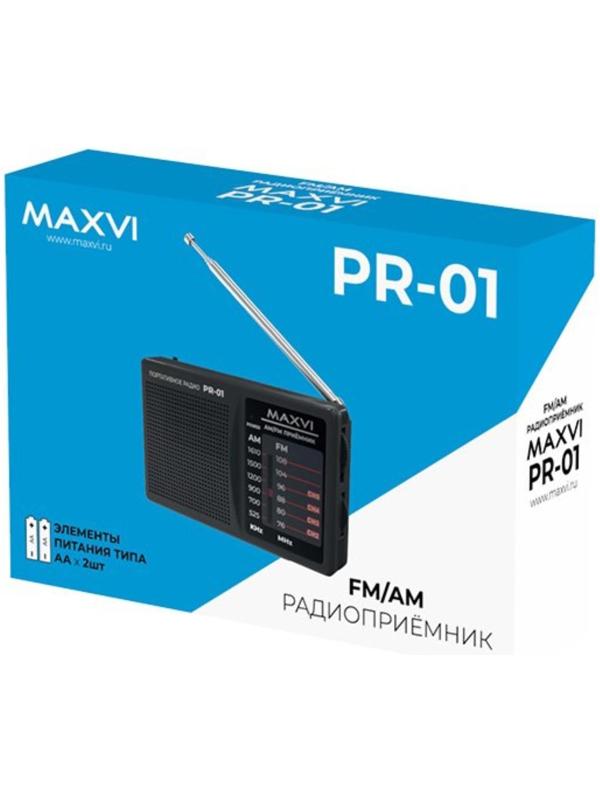 Радиоприемник Maxvi PR-01, FM 76-108 МГц, AM 525-1600 КГц, черный