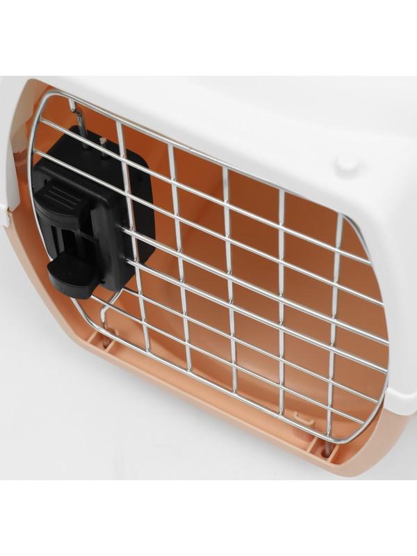 Переноска пластиковая с металлической дверью 47х32,5х30 см, вес до 9 кг, персиковая