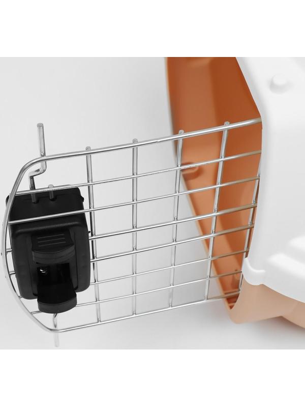 Переноска пластиковая с металлической дверью 47х32,5х30 см, вес до 9 кг, персиковая