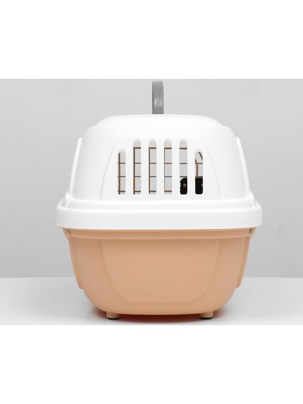 Переноска пластиковая с металлической дверью 47х32,5х30 см, вес до 9 кг, персиковая