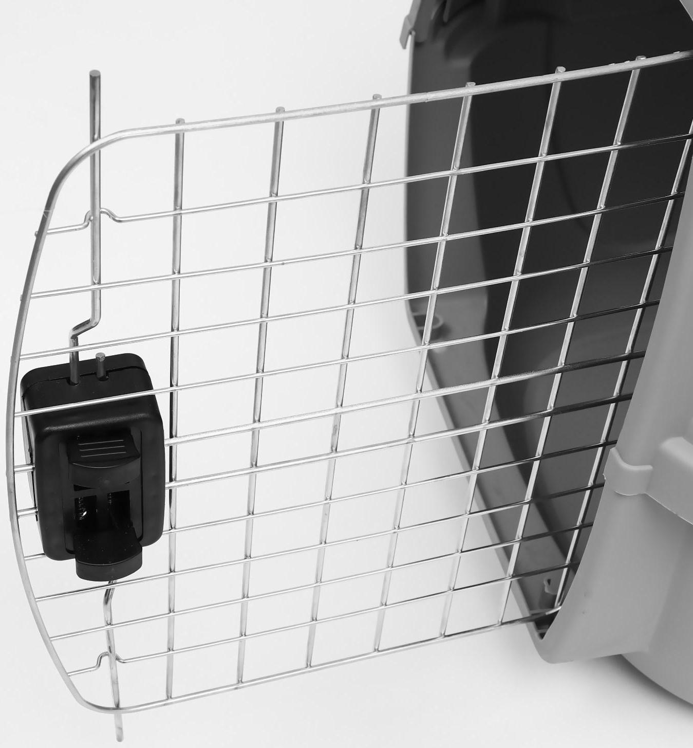 Переноска пластиковая с металлической дверью 65×45×47 см, серая