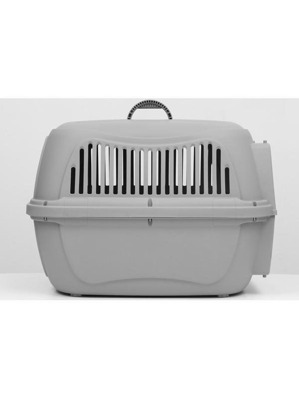 Переноска пластиковая с металлической дверью 65×45×47 см, серая