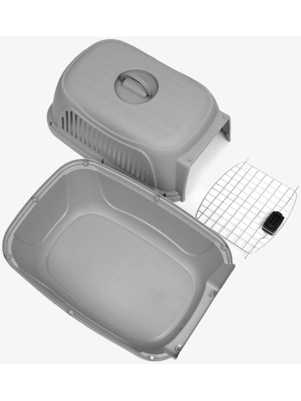 Переноска пластиковая с металлической дверью 65×45×47 см, серая