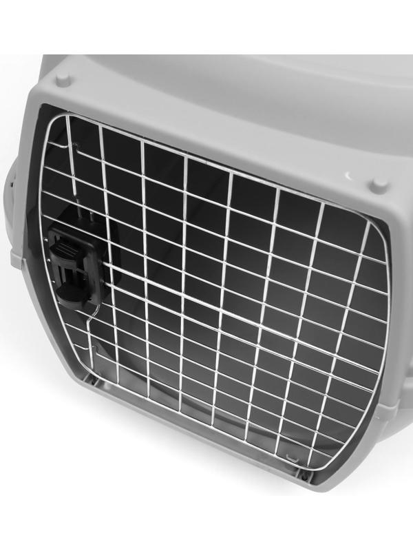 Переноска пластиковая с металлической дверью 65×45×47 см, серая