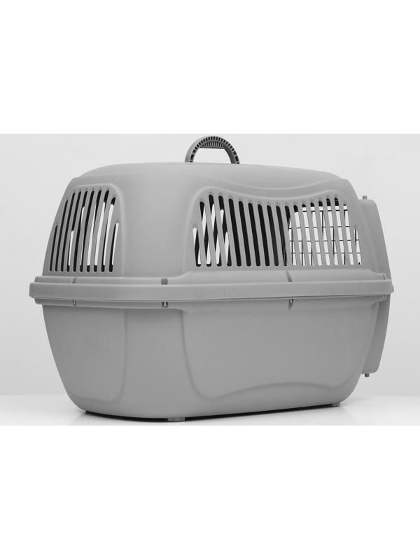 Переноска пластиковая с металлической дверью 65×45×47 см, серая