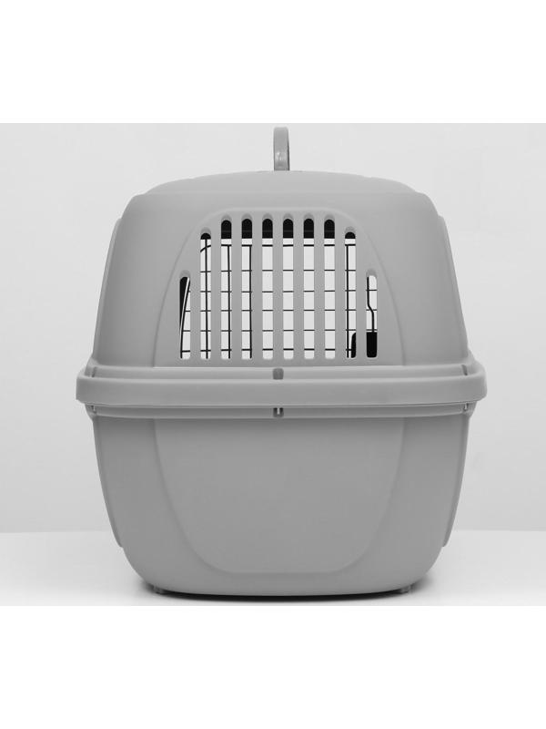 Переноска пластиковая с металлической дверью 65×45×47 см, серая