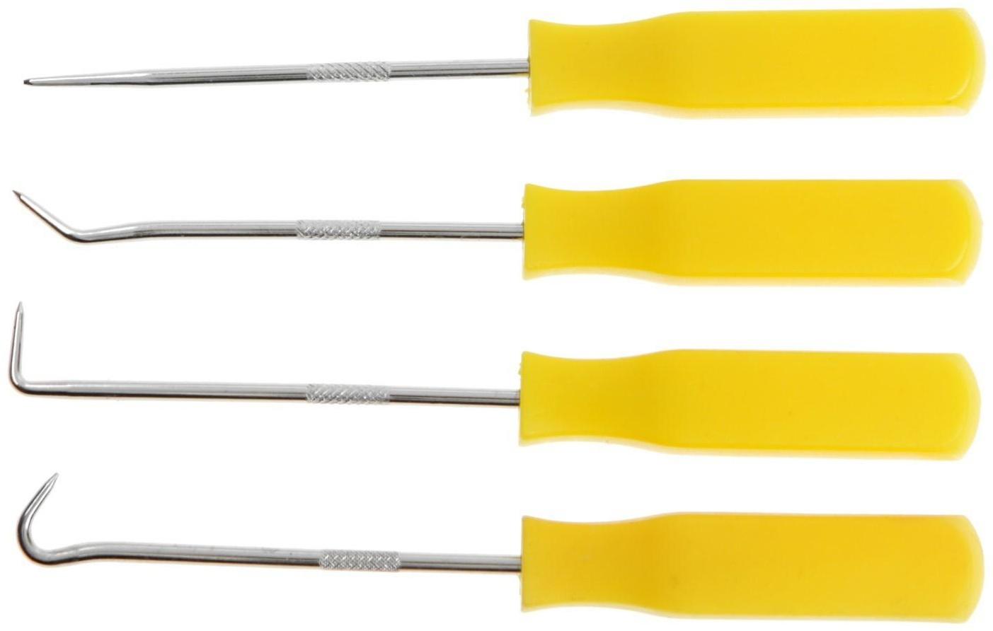 Набор крючков для демонтажа уплотнительных колец ТУНДРА, пластиковые рукоятки, 4 шт.