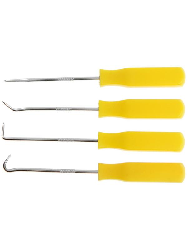 Набор крючков для демонтажа уплотнительных колец ТУНДРА, пластиковые рукоятки, 4 шт.