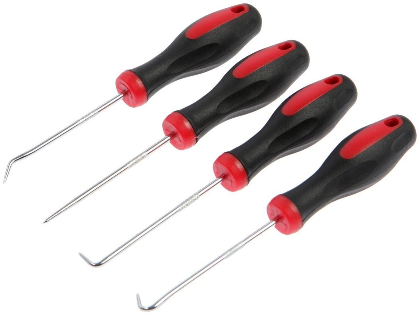 Набор крючков для демонтажа уплотнительных колец ТУНДРА, двухкомпонентные рукоятки, 4 шт.