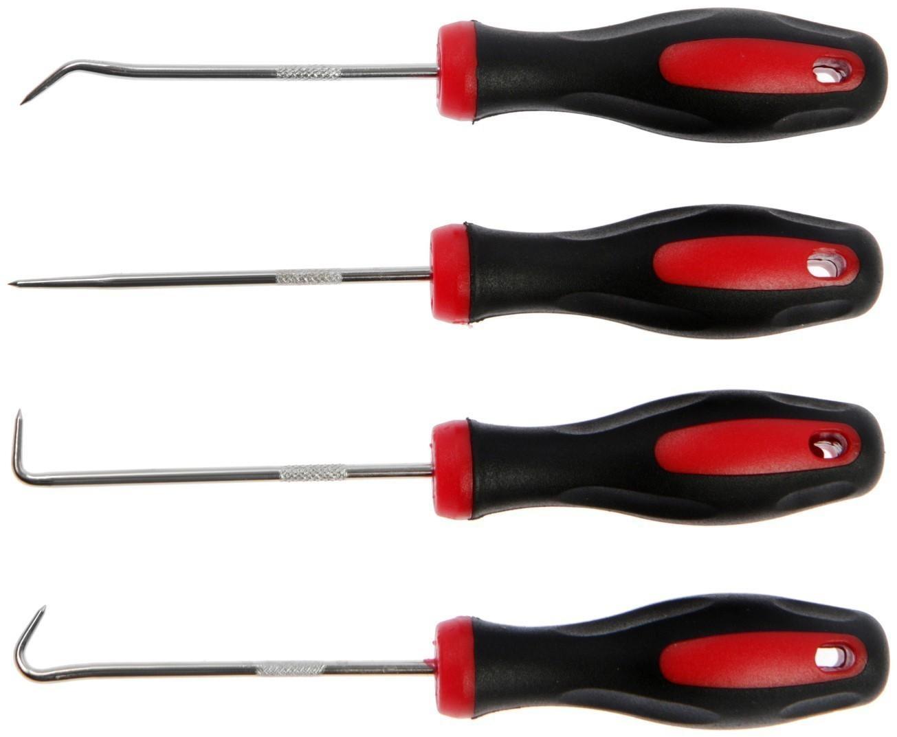 Набор крючков для демонтажа уплотнительных колец ТУНДРА, двухкомпонентные рукоятки, 4 шт.