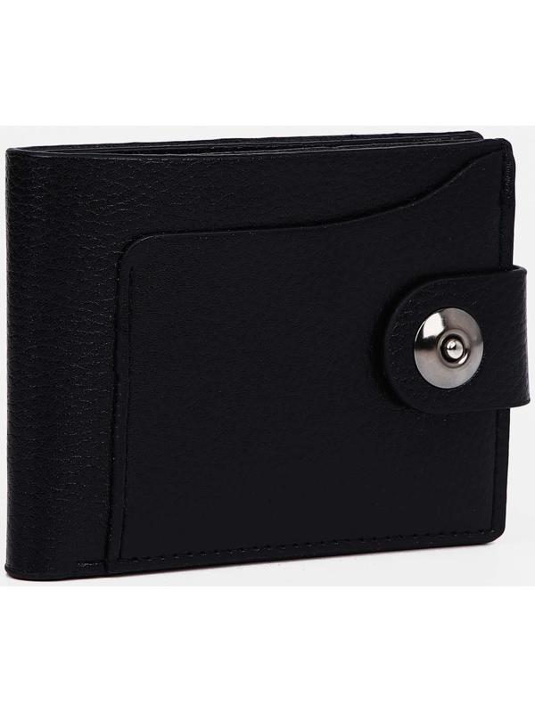 Портмоне на магните, отдел для купюр, для карт, для монет, цвет чёрный