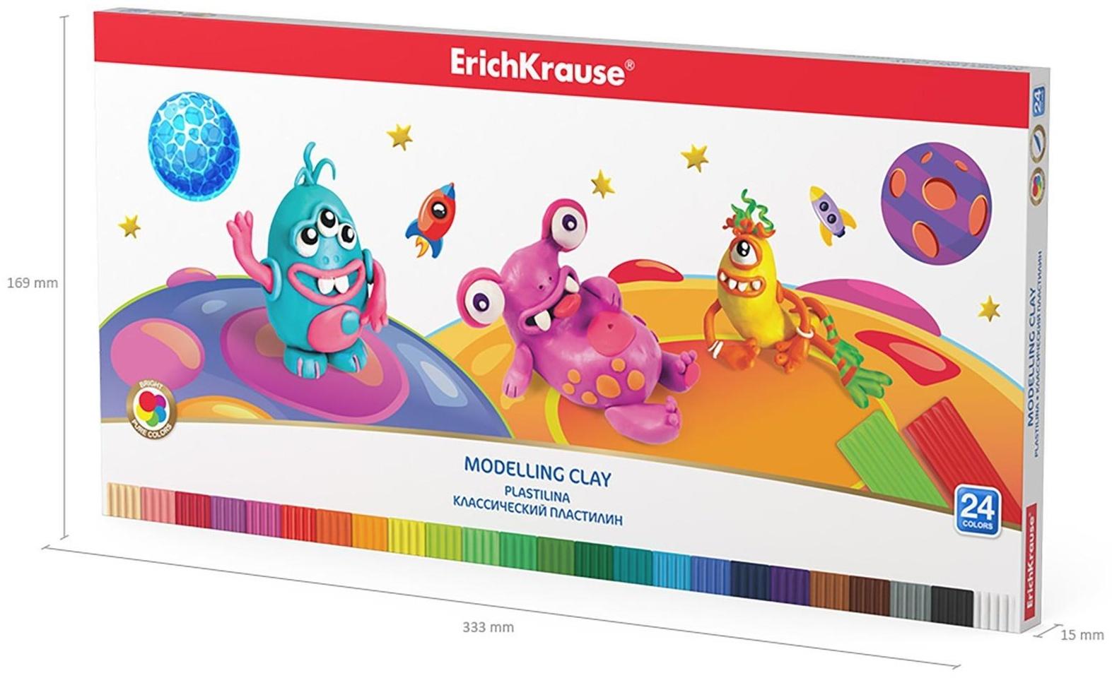 Пластилин 24 цветов, ErichKrause Cosmic Monsters, премиум, со стеком, 432 г