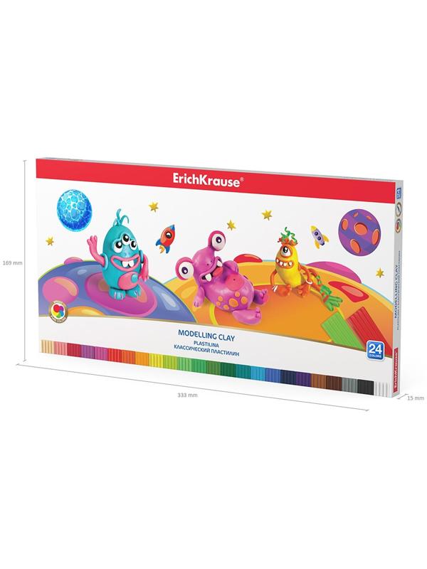 Пластилин 24 цветов, ErichKrause Cosmic Monsters, премиум, со стеком, 432 г