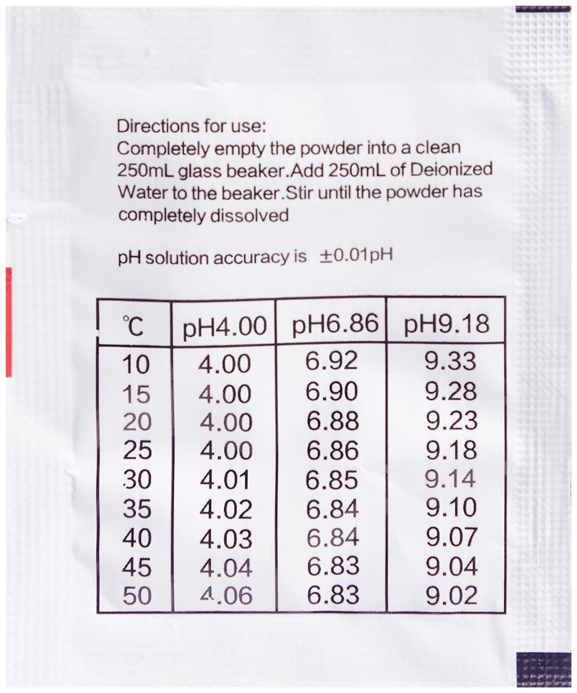 Буферные порошки для калибровки PH метра, 3 шт (4.01, 6.86, 9.18)